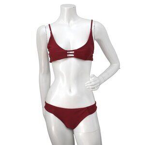 Elina Strappy Cheeky Bikini Maroon Strech Beach Pool Vacation Large